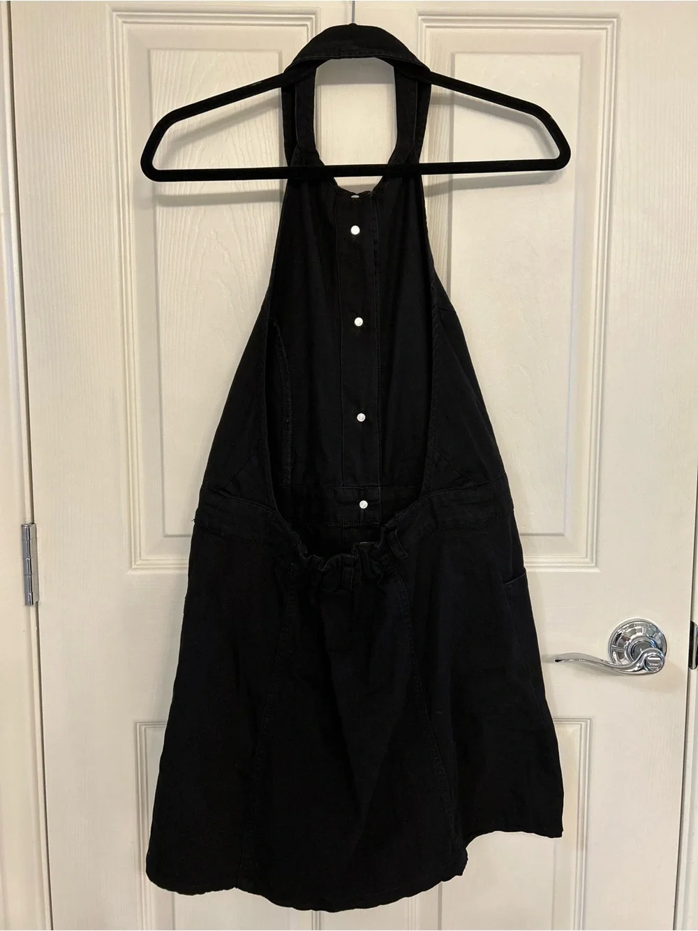 Free People Black Backless Halter Button-Front Mini Dress (Bin A) - Picture 3 of 11
